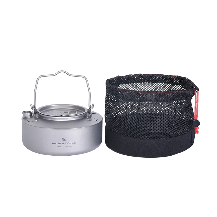

Boundless Voyage 700ml Portable Camping kettle Titanium ultralight camping kettle, Silver
