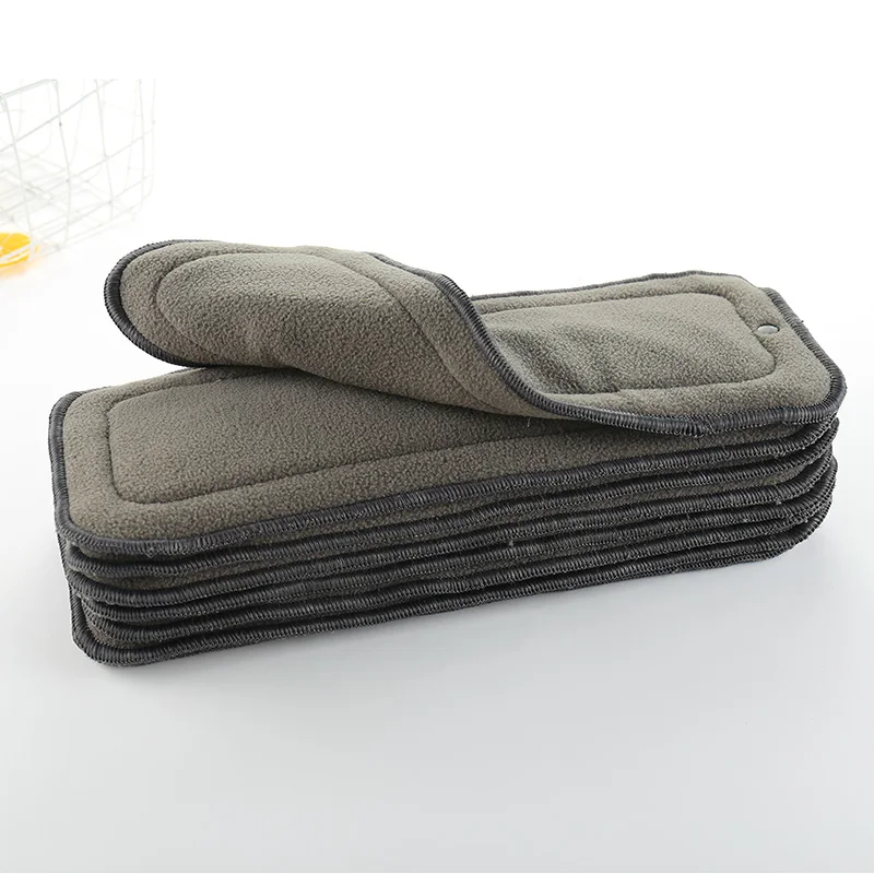 

Amazon Hot Sale Soft Baby Cloth Diaper Bamboo Inserts 4 layers, Black