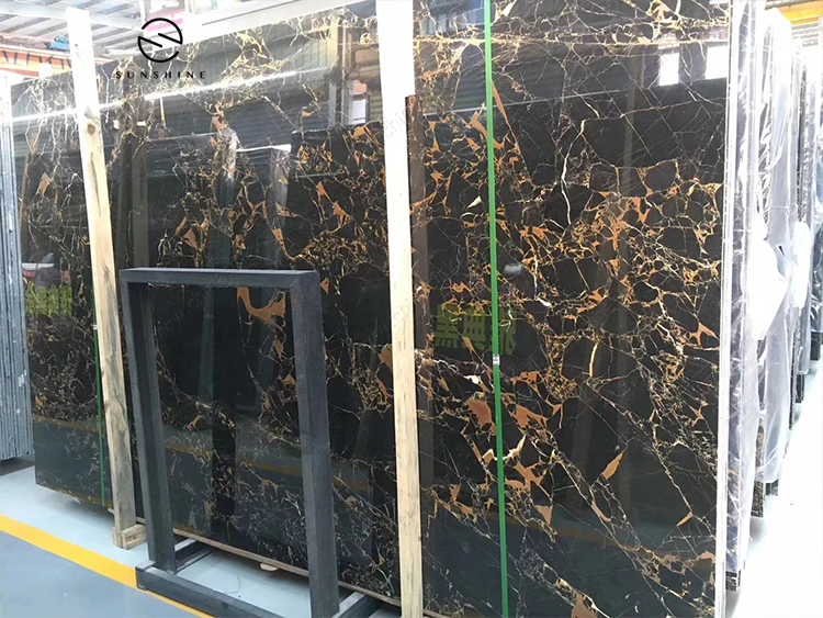 Good Quality Athens Portoro Golden Black Marble Slab Price For Project