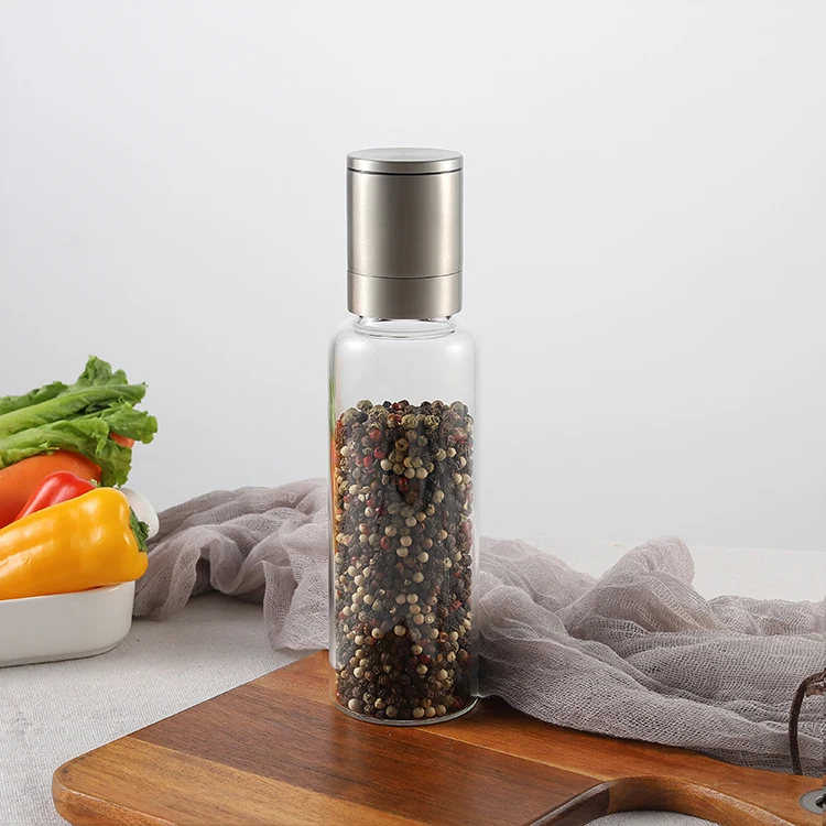

Ceramic Core 18/8 Stainless Salt and Pepper Mill Grinder with 340ml Borosilicate Glass Jar