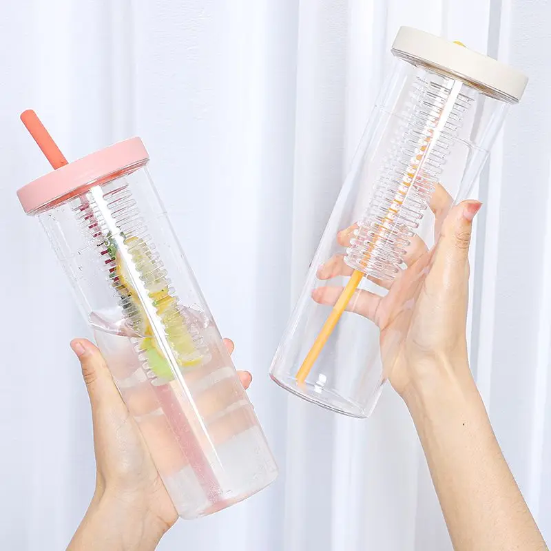 

24oz plastic clear tumbler with lid and straws plastic reusable tumbler