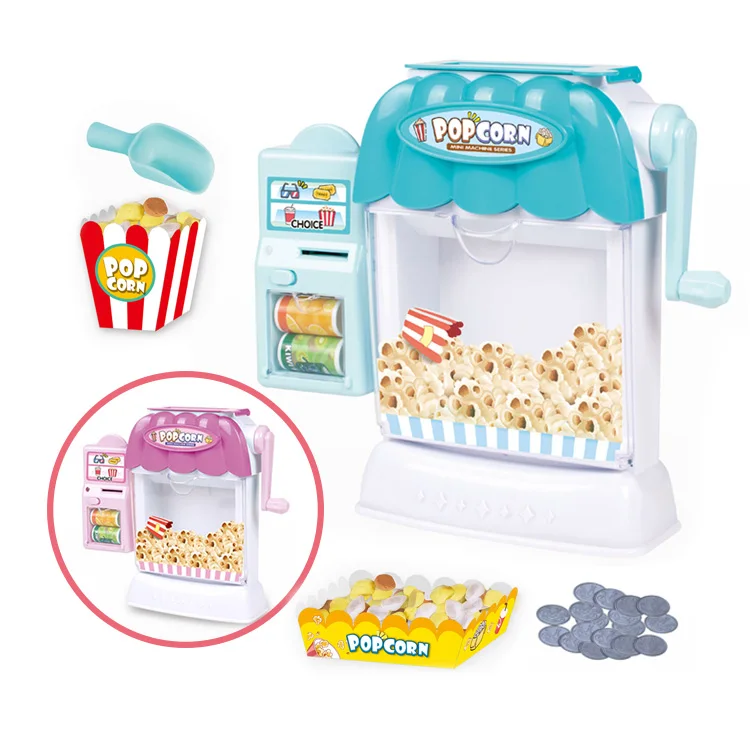 

Supermarket Vending Machine Kids Pretend Play Pop Corn Machine Toys, Blue