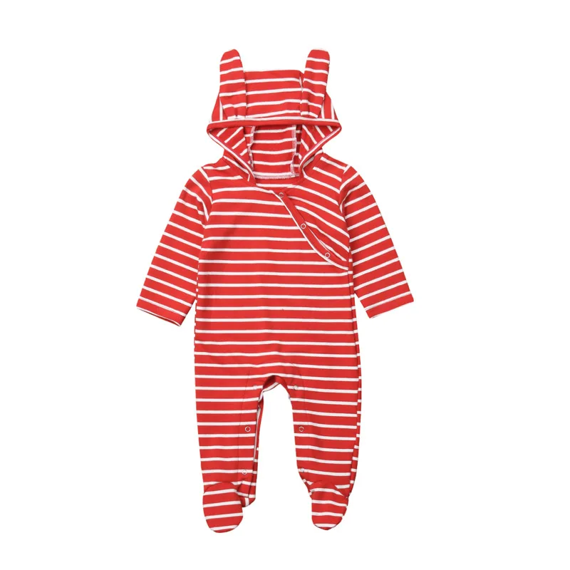 

Hotsale Newborn Baby Clothes 100% Cotton Cute Printed Stripe Solid Color Baby Romper Hooded 100% organic cotton baby bodysuit, 2 color