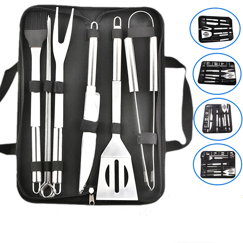 

20Pcs Stainless Steel Bbq Tools Set Barbecue Grilling Utensil Accessories Camping Outdoor Cooking Tools Kit Bbq Utensils