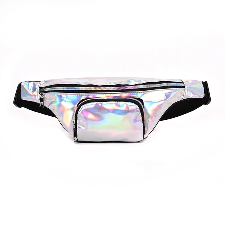 

holographic pu leather unisex fanny pack waist bags customized logo, Color1/2/3/4
