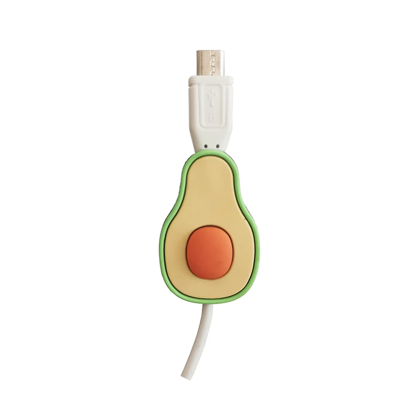 

free shipping In Stock Cute Mobile Phone Charger Charging Wire Cord PVC USB Cable Protector Avocado Fruit Cable Protector