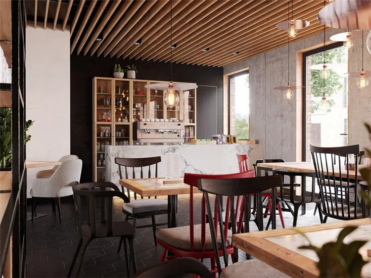 定制大理石柜台展示钢制咖啡店室内设计现代装饰咖啡店布局咖啡馆家具