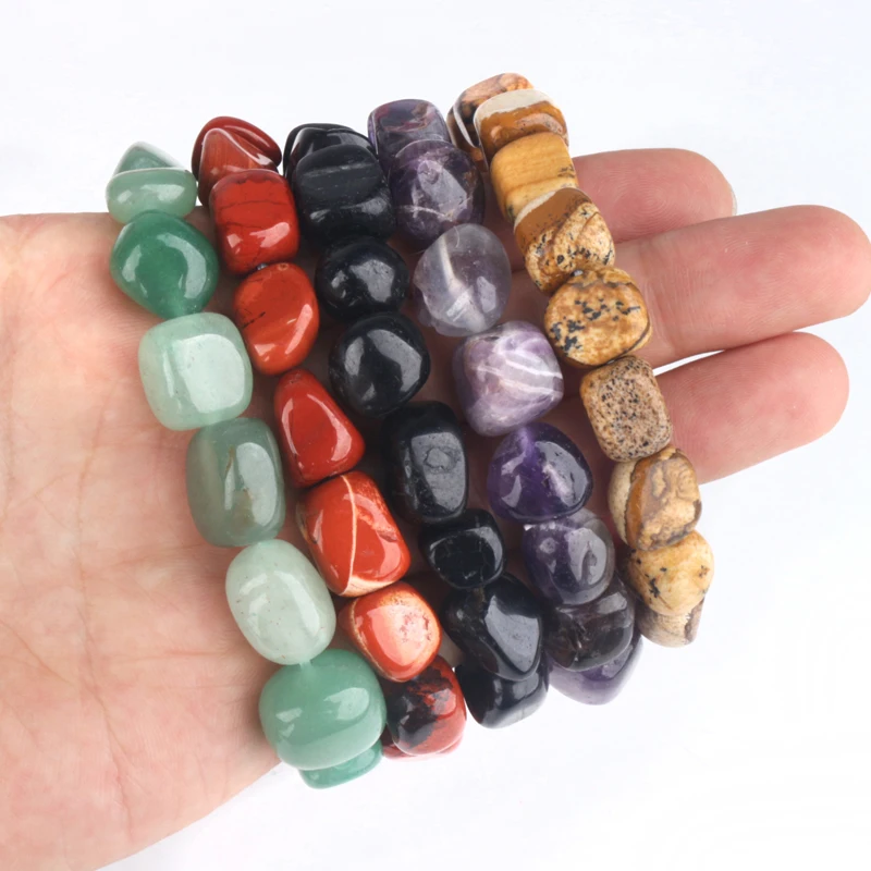 

Wholesale Natural Crystal Tumble Stone Gem Bracelets For Healing