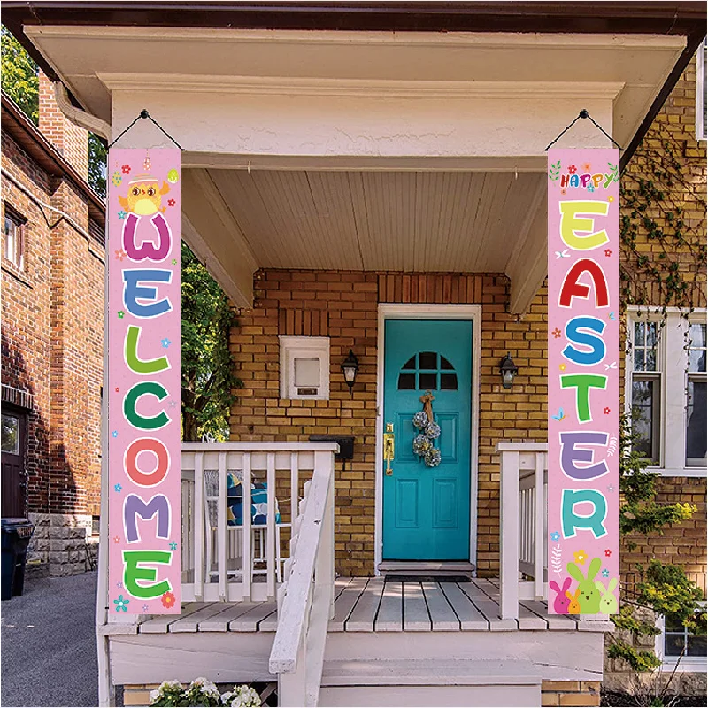 

Wholesale Easter Porch Sign Happy Easter Hanging Banners For Outdoor Indoor Porch Decorations