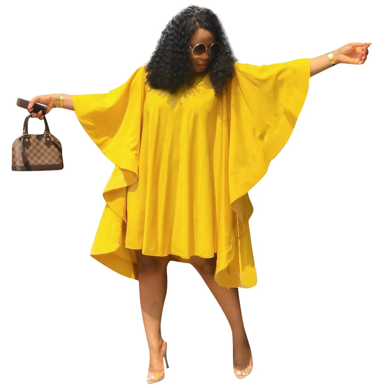 

Wholesale Best Sales Spring Loose Skirt Woman Solid Color Pleated Long Sleeve Dress