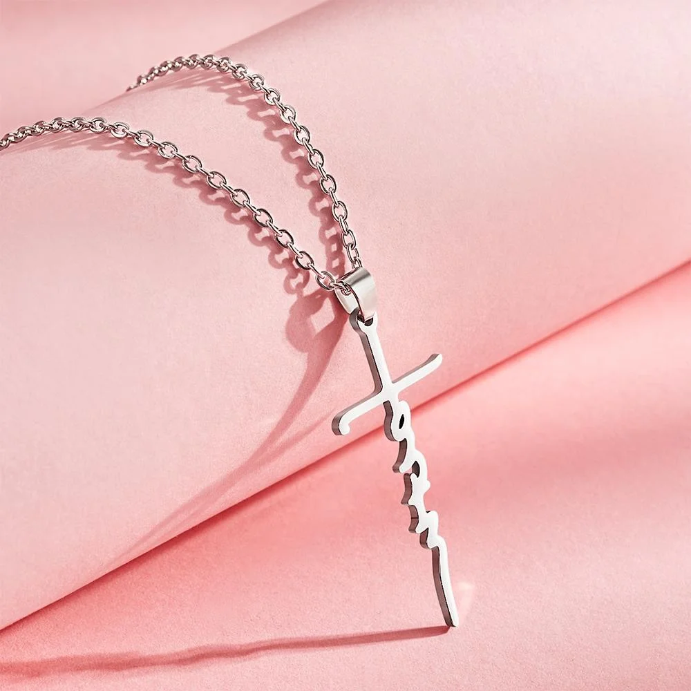 

Niche Design Girly Letter Necklace With Cross Pendant