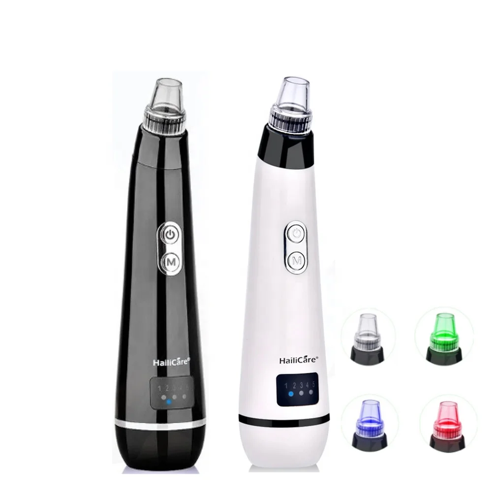 

LED Color Lights Facial Black Head USB Pore Acne Cleaner Blackhead Remover Vacuum, White/black