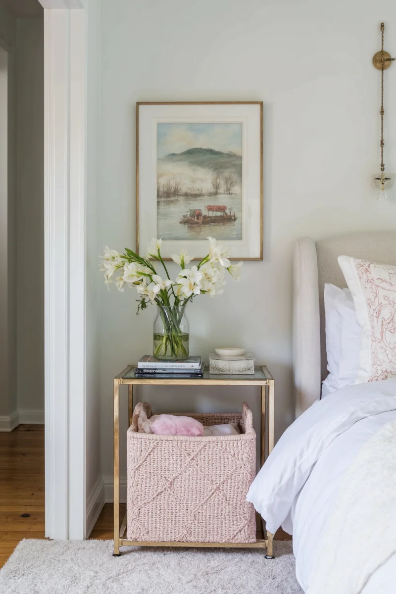 Washable lily wall art in a playroom