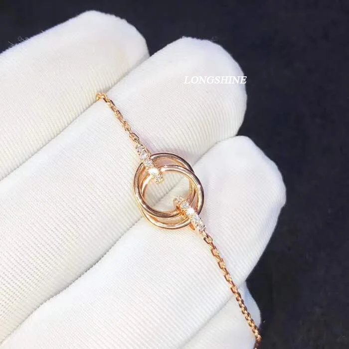 

18K Pure Rose Gold Natural Diamond Necklace Jewelry