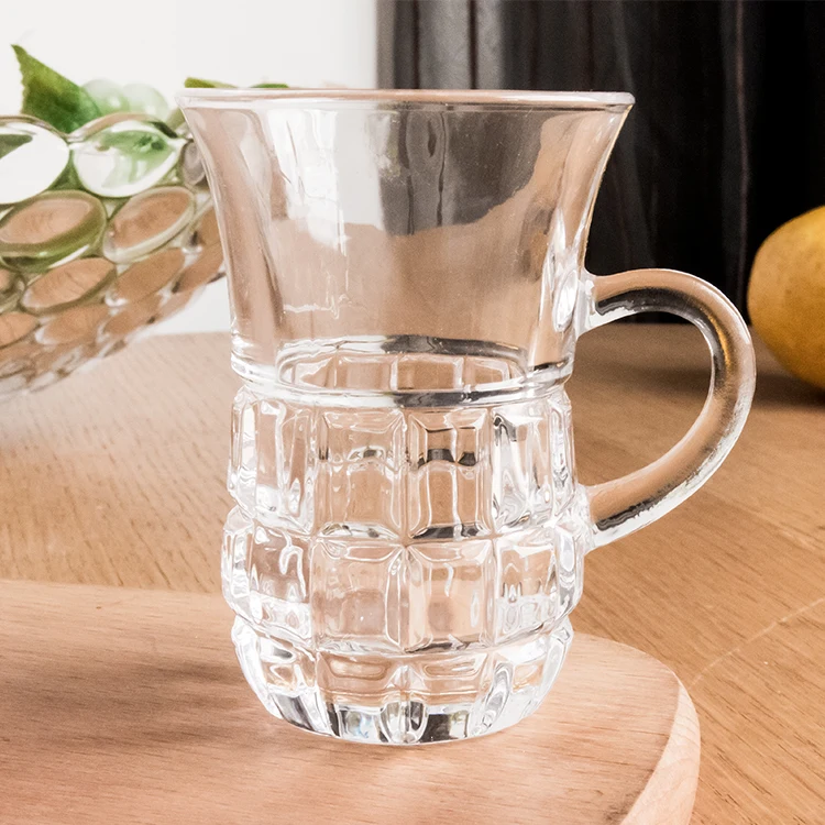 

high qauality RTS 8oz glass tea mug Transparent tea glass cup mug ready items, Transparent clear