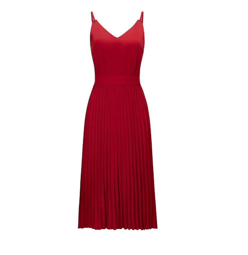 

2020 Hot sale women's sexy v neck sleeveless solid color slip dress