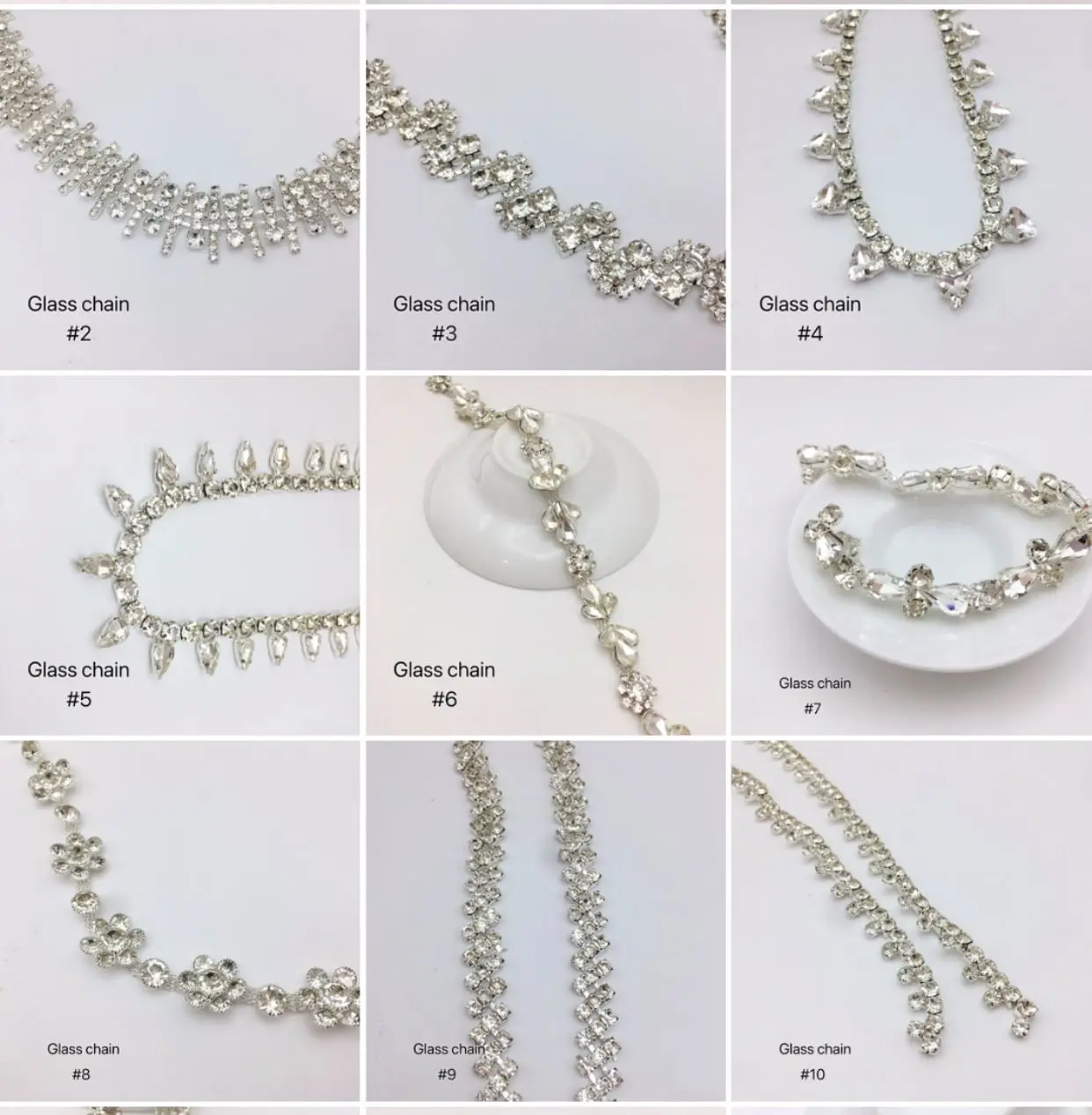 SINRONG Glass Diamond Decorative Rhinestone Flower Chain Pearl Chain for DIY Crystal Trimmed Shoes and Dresses