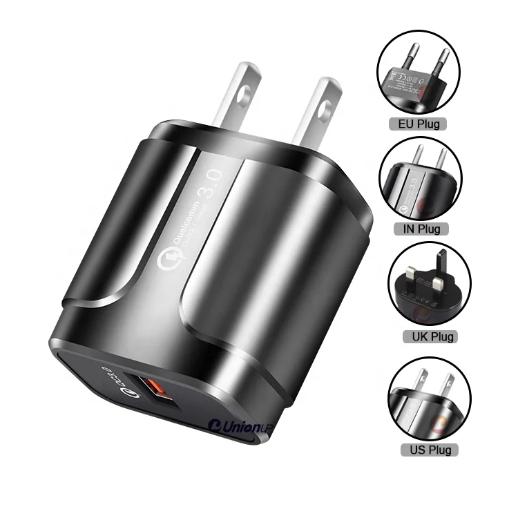 

UNIONUP New Arrival QC3.0 Fast Wall Charger Adapter for Phone , EU US UK Plug Quick Charge 3.0 Travel / Wall charger