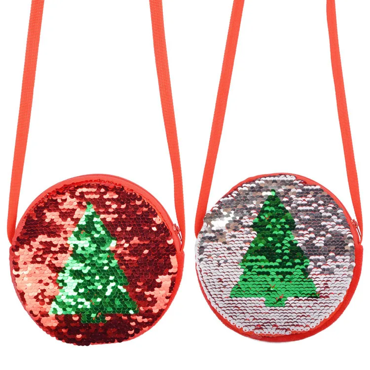 

Christmas Kids Diagonal Bag Turn Over Sequin Kids Girl Coin Purse, Red