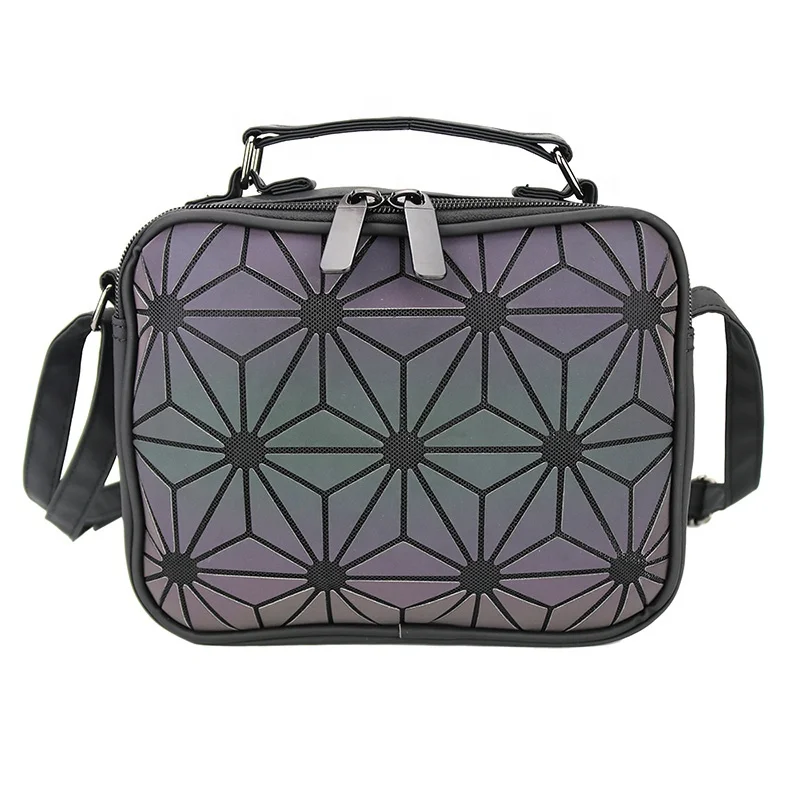 

New fashion ladies PU square luminous handheld diagonal ladies bag, Hexagon flower logo