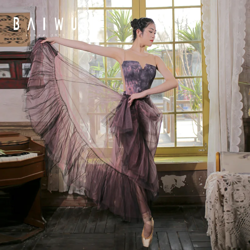 

121141014 Training Dance Wear Mesh Leotard Women, Purple , blue , grey