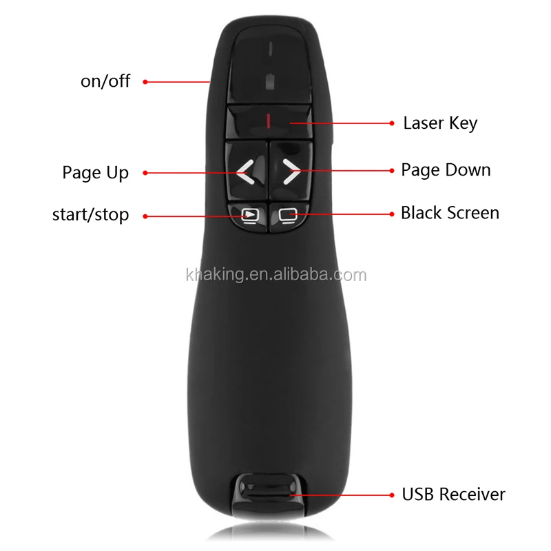 portata fino a 30 m memorizzabile Plug and Play Suewidfay Presenter USB wireless universale 2,4 GHz Presenter Flip Pen Telecomando con puntatore a luce rossa per insegnare discorso riunioni 
