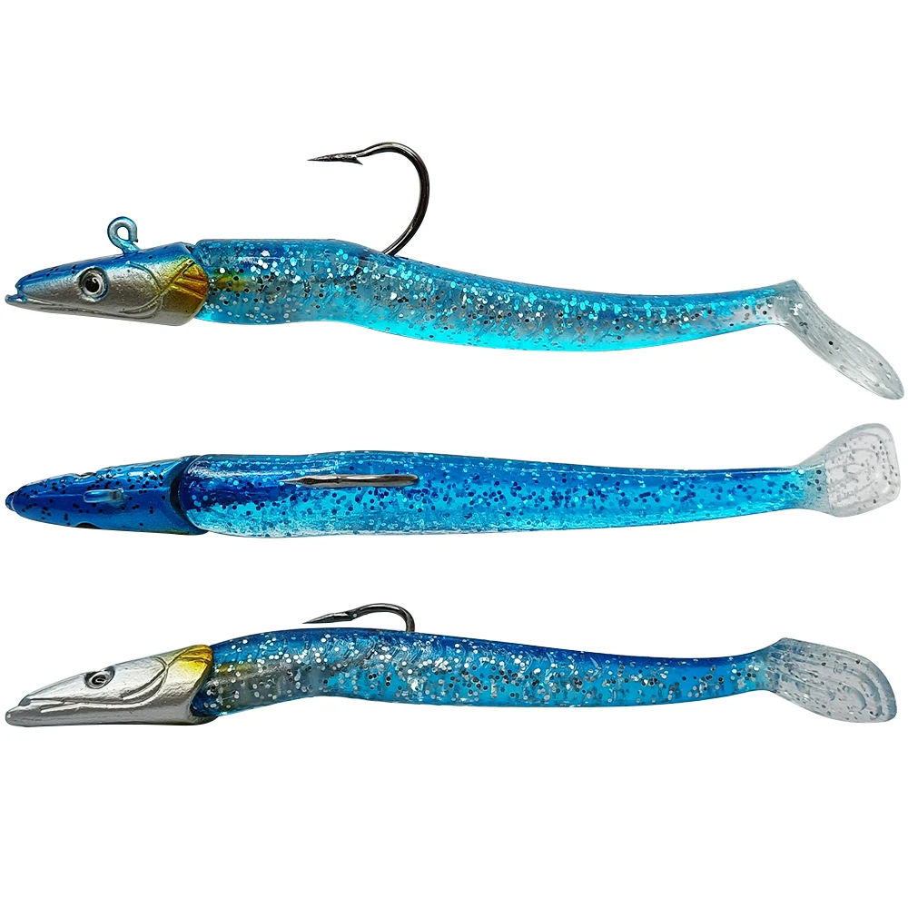 

Leading Jig Head Soft Swing Fish Shape Paddle Tail Lures Trolling Pike Baits Luminous Slow Sinking 12.5cm 22cm Bass Fishing Bait, 5 colors swimbaits