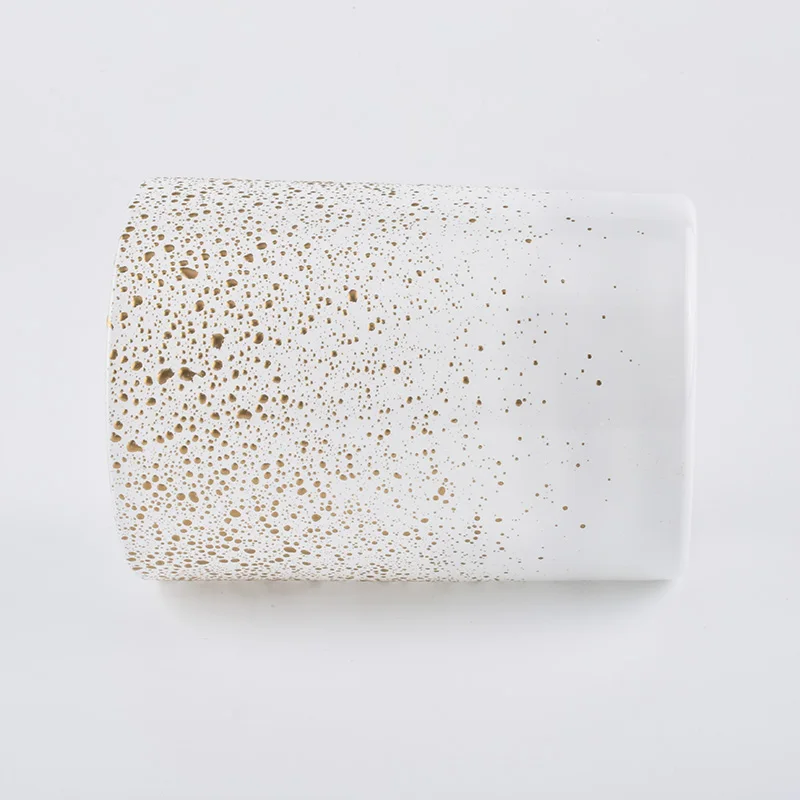 Luxury Gold Decoration White Glass Candle Jars