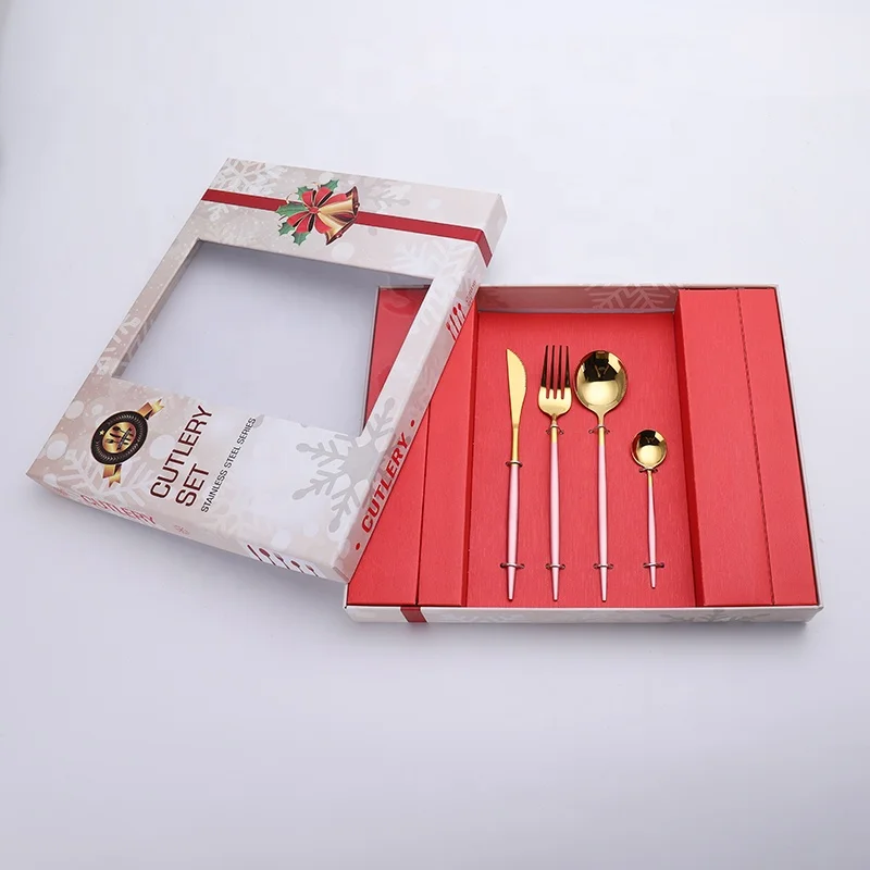 

Wholesale Wedding Flatware Set Royal Gold Stainless Steel 18/10 Cutlery 24Pcs Set, Gold/silver, with colorful handle