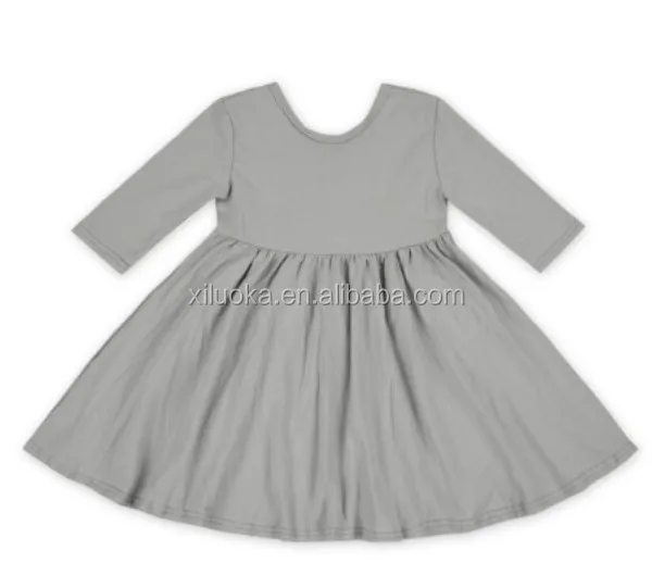 

New Design Hot Sale Solid Pattern Baby Dress Long Sleeve Clothes Fashion Girl Dress, Picture