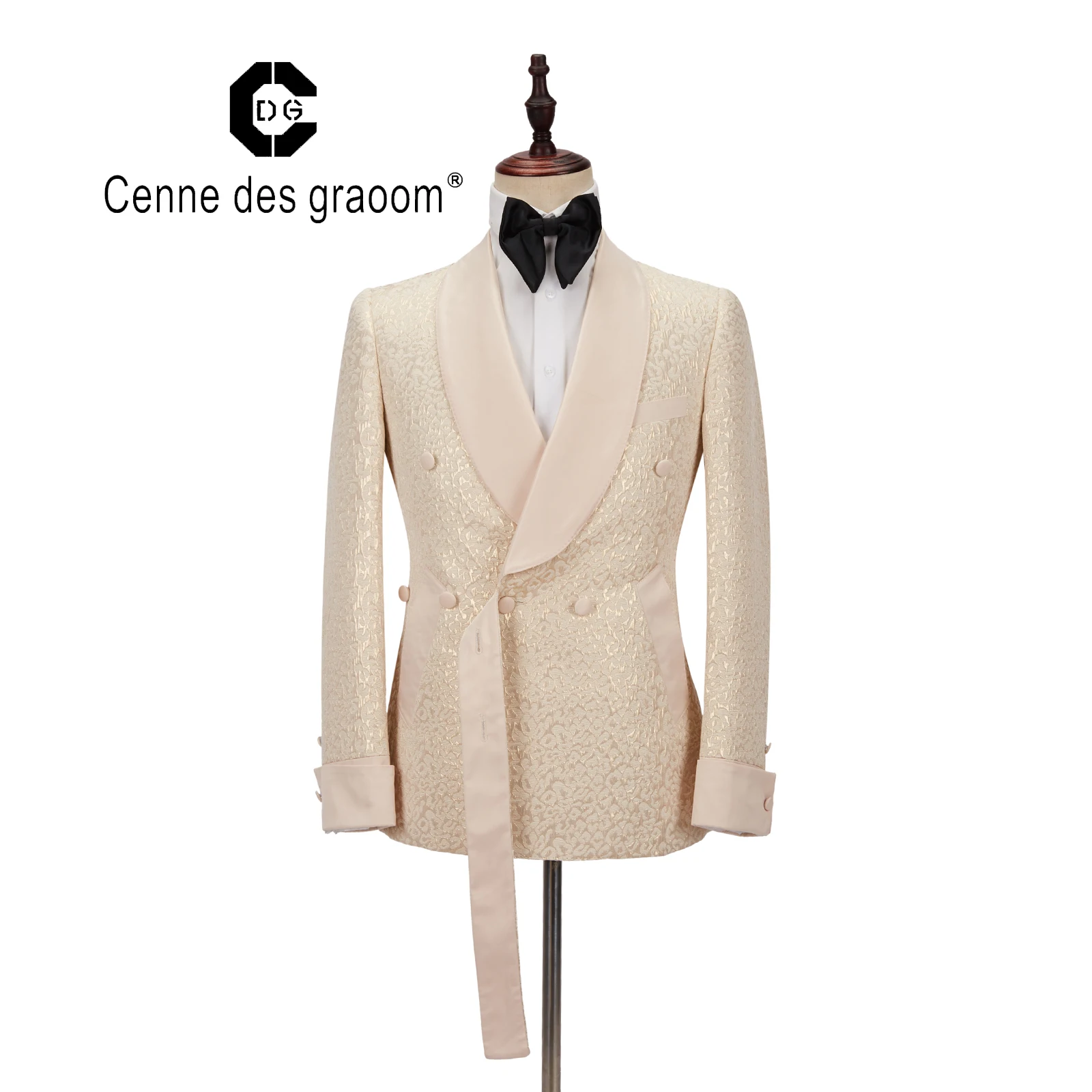 

Mens Suit 2 Piece Slim Fit Wedding double breasted for Cenne des graoom Lapel Blazer Trousers, Beige