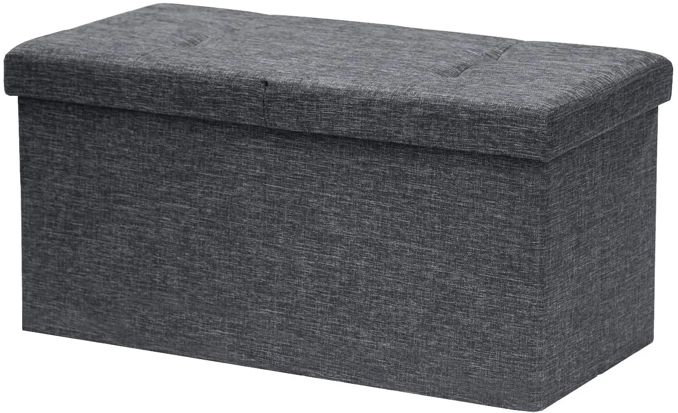 Otomana De Almacenamiento Plegable De Tela De Lino De Poliéster