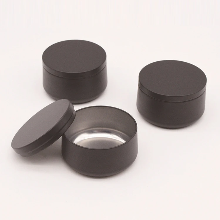 Cheap 83*49mm Seamless Metal Round 7oz 8oz Soy Wax Black Candle Tins