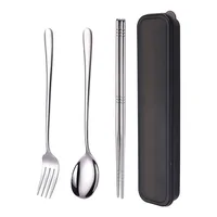 

Food Grade 304 Stainless Steel Silverware Korean Spoon And Fork Set In A Case