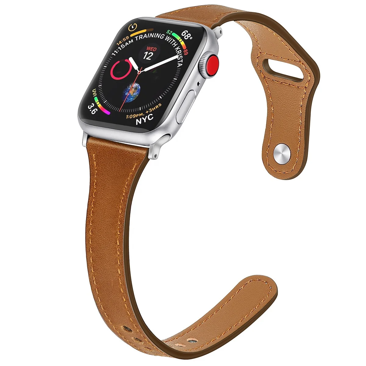 

Slim Genuine Leather Wrist Watch Band For Apple Watch Series 5 4 Straps