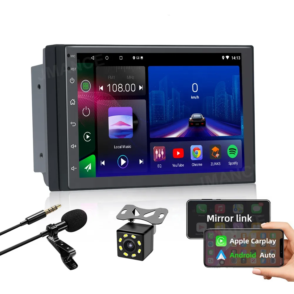 

Jmance 7Inch BT Wifi Gps Ram 1Gb Rom 16Gb Support Wireless/Wired Carplay Car Android Navigation Double Din Stereo