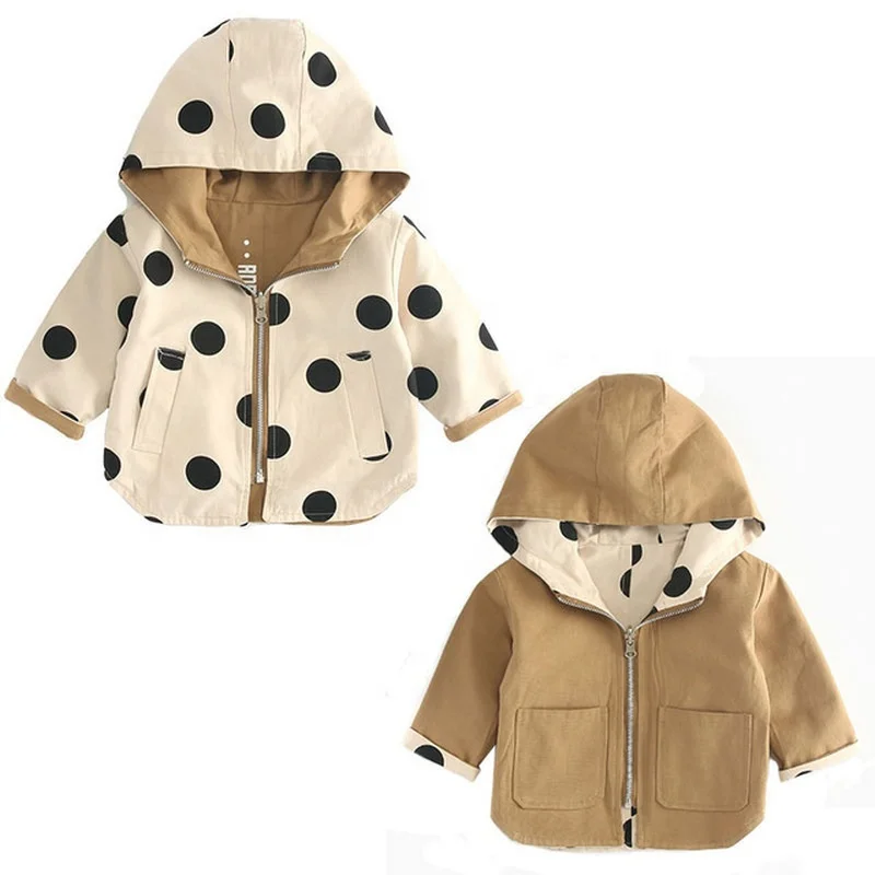 

2021 New Kids Windbreaker Coat Jackets Baby Girls Polka Dot Hooded Outwear Baby Boys Coats Jacket Clothing Children Clothes Tops
