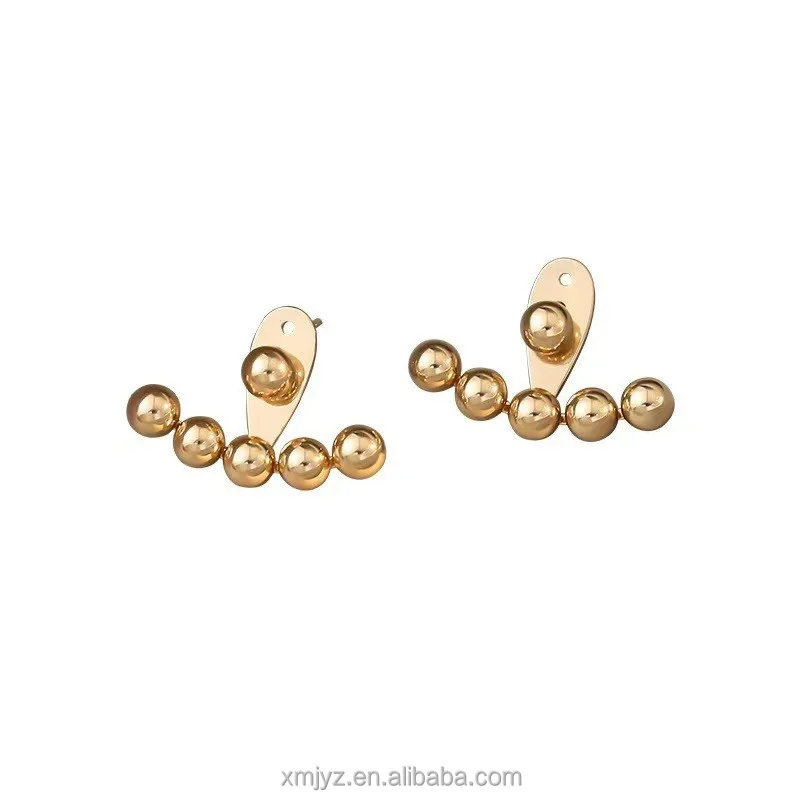 

Certified 18K Golden Prince Wen Same Style Small And Simple Female AU750 Rose Gold Yellow Bead Stud Earrings