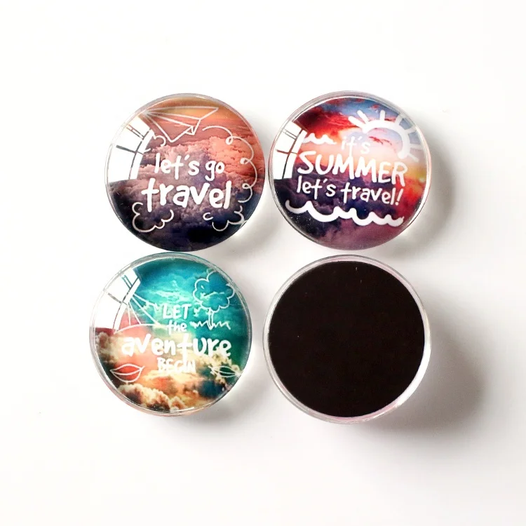 

High-quality High-definition Printed Pattern Circular Magnetic Glass Refrigerator Magnet