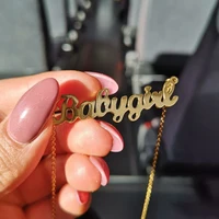 

Hot Selling Stainless Steel Letter Boby Girl Necklace Pendant Choker Titanium Gold Plated Babygirl Necklace