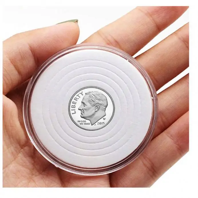 

Clear Round Plastic Coin Container Case Coin Holder Capsules With White Gasket