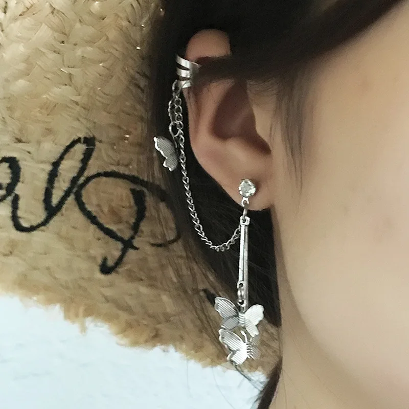

2021 Fashion Hanging Women Earrings 7BEADS Long Tassel Butterfly Drop Earrings Silver Color Summer Jewelry Girls Party Gift