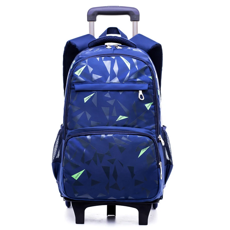 Wholesale New Design Nylon Kids Boys Trolley School Bag Wheeled Trolling Backpack
