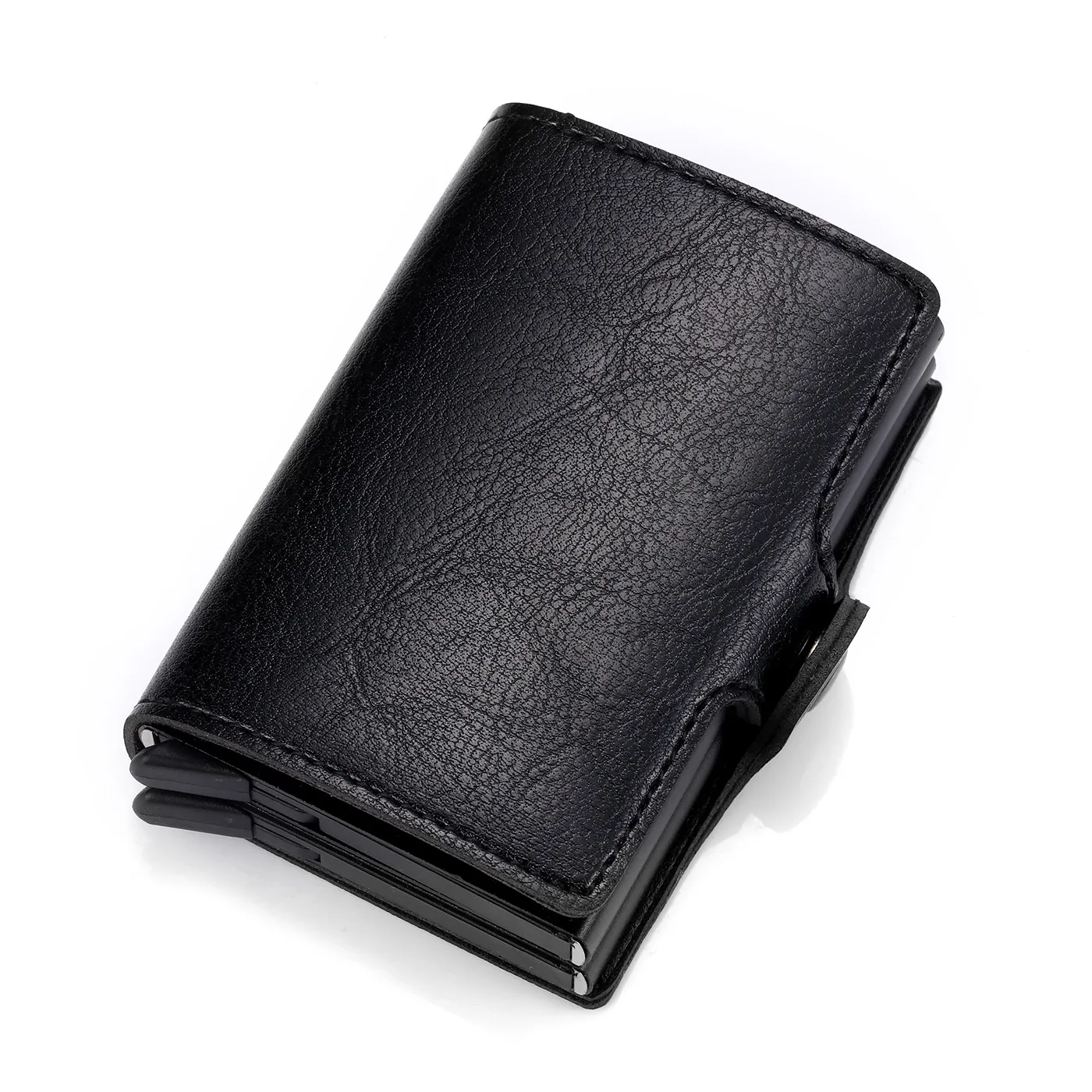 

One touch Metal ID card holders wallet Rfid luxury business leather card holder customize for men women wholesale