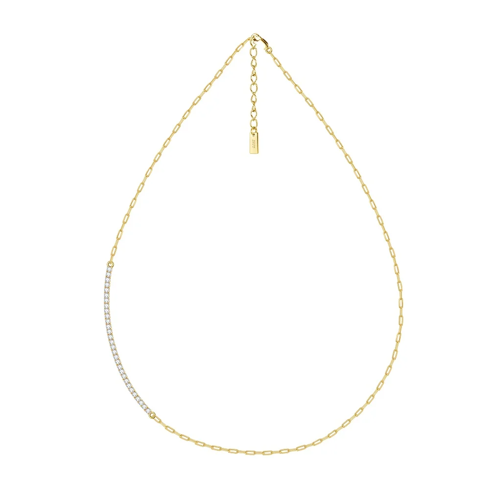 RINNTIN SC63 Fashion Jewelry Chain Necklace for Women 14K Gold Plated 925 Sterling Silver Chain Necklace With Cubic Zircon