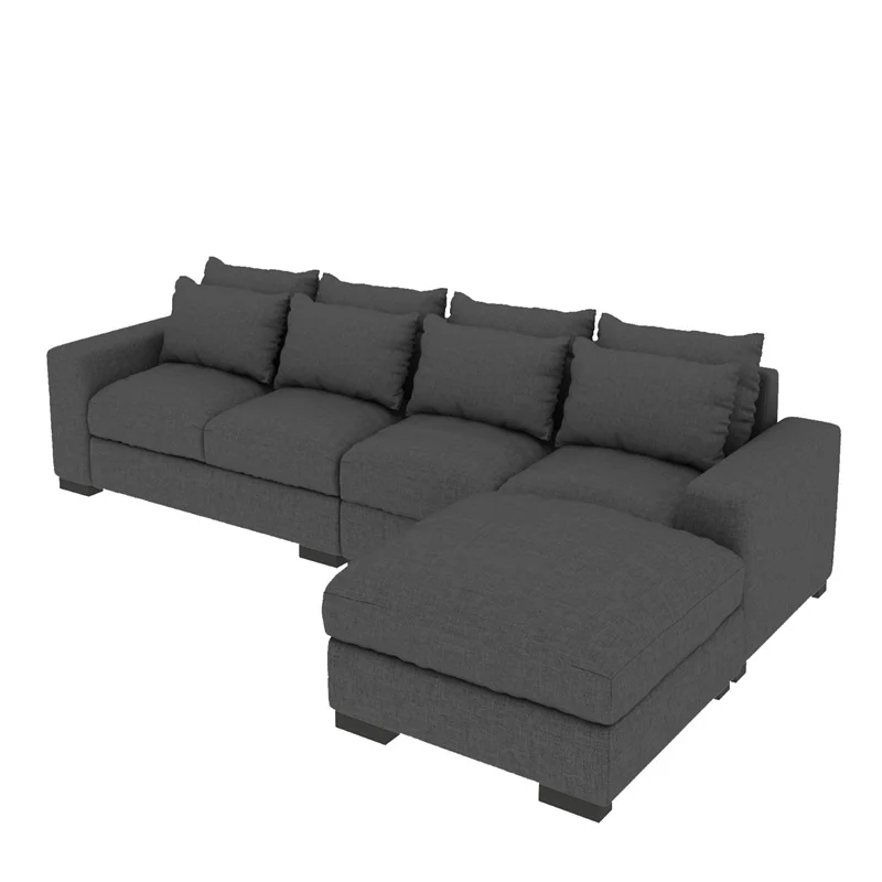 

Modern convertible sofa I shape down sofa sectional couch set furniture, Grey/ beiges
