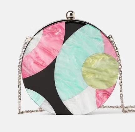 

2020 new design acrylic round purse clutch bag party summer bag, Customized