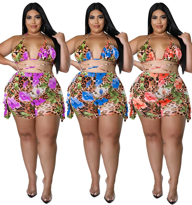 

2022 Large Plus Size Swimwear Female Women Bikini Set Two Pieces Swimsuit Bathing Suit Swim Beach, As pics