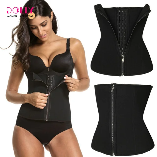 

Double Control Waist Trainer Corset Body Shaper Girdles Colombian Sauna Slimming Belt With Zipper