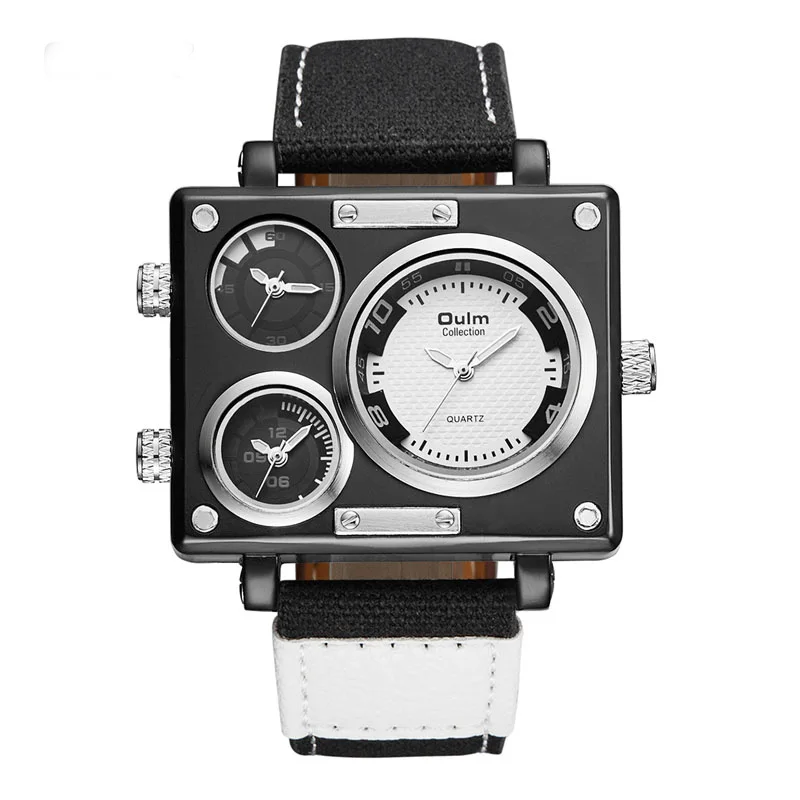 

Oulm 3595 Men Quartz Watch Leather Strap Male Military Running Cool Fashion Watch Relogio Masculino